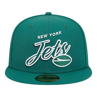 Men's New Era Green New York Jets Script Sided 59FIFTY Fitted Hat