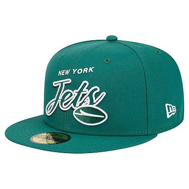 Men's New Era Green New York Jets Script Sided 59FIFTY Fitted Hat