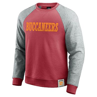Men's Darius Rucker Collection by Fanatics Red/Heather Gray Tampa Bay Buccaneers Throwback Color Block Raglan Pullover Sweatshirt