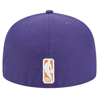 Men's New Era Purple Phoenix Suns Sport Night Script Sided 59FIFTY Fitted Hat