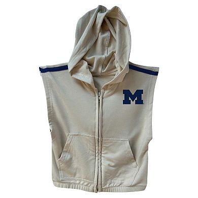 Girls Toddler Wes & Willy Tan Michigan Wolverines Tri-Blend Sleeveless Full-Zip Hoodie & Tiered Skirt Set