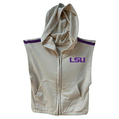 Girls Toddler Wes & Willy Tan LSU Tigers Tri-Blend Sleeveless Full-Zip Hoodie & Tiered Skirt Set
