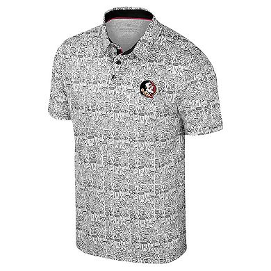 Men's Colosseum White Florida State Seminoles Big & Tall It's Time! Allover Printed Polo
