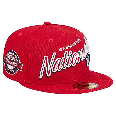 Men's New Era Red Washington Nationals Script Sided 59FIFTY Fitted Hat