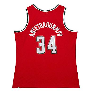 Men's Mitchell & Ness Giannis Antetokounmpo Red Milwaukee Bucks 2014/15 Hardwood Classics Swingman Jersey