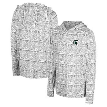 Youth Colosseum Black Michigan State Spartans All-Over Print Long Sleeve Hoodie T-Shirt