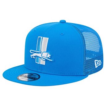 Men's New Era Blue Detroit Lions Throwback Main Trucker 9FIFTY Snapback Hat