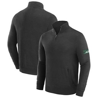 Men's J. Palmer Black New York Jets Franchise Quarter-Zip Sweater
