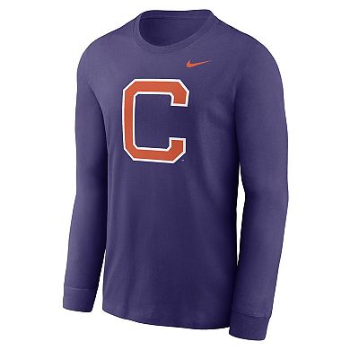 Men's Nike Purple Clemson Tigers Alternate Logo Long Sleeve T-Shirt