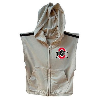 Girls Toddler Wes & Willy Tan Ohio State Buckeyes Tri-Blend Sleeveless Full-Zip Hoodie & Tiered Skirt Set