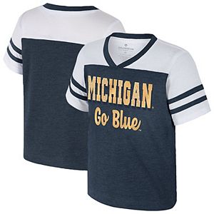 Michigan Wolverines Officially Licensed T-Shirt - Navy, Front And Back Print, Men's Sizes