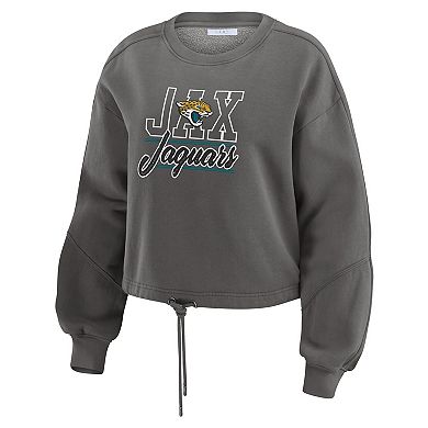 Women's WEAR by Erin Andrews Black Jacksonville Jaguars Washed Fleece Long Sleeve T-Shirt & Shorts Lounge Set