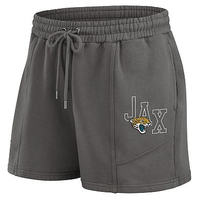 Women's WEAR by Erin Andrews Black Jacksonville Jaguars Washed Fleece Long Sleeve T-Shirt & Shorts Lounge Set