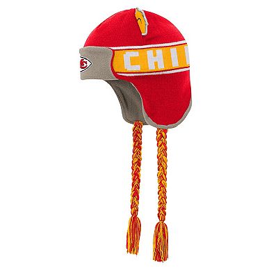 Youth Red Kansas City Chiefs Wordmark Ears Trooper Knit Hat