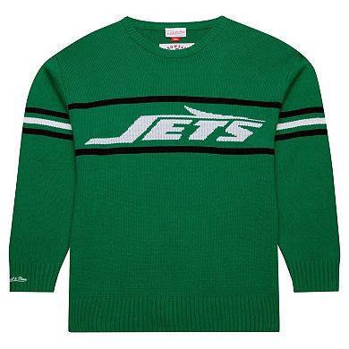 Men's Mitchell & Ness Green New York Jets Throwback 1984 Pullover Sweater