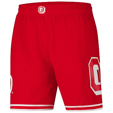 Men's Mitchell & Ness Scarlet Ohio State Buckeyes Team ID Current Logo Mesh Shorts
