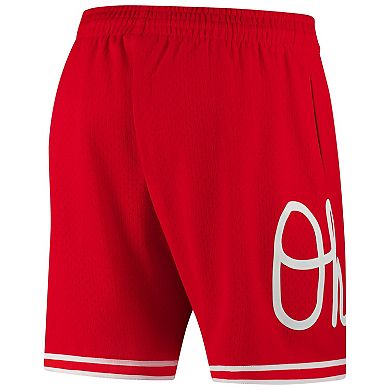 Men's Mitchell & Ness Scarlet Ohio State Buckeyes Team ID Current Logo Mesh Shorts