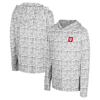 Youth Colosseum Black Indiana Hoosiers All-Over Print Long Sleeve Hoodie T-Shirt