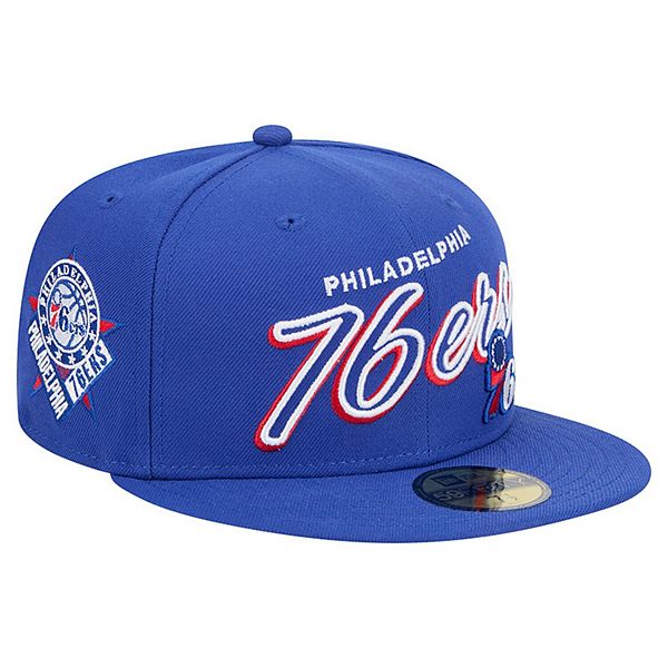 Men's New Era Royal Philadelphia 76ers Sport Night Script Sided