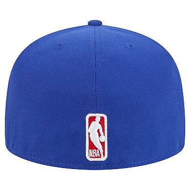 Men's New Era Royal Philadelphia 76ers Sport Night Script Sided 59FIFTY Fitted Hat