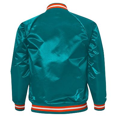 Youth Mitchell & Ness Aqua Miami Dolphins Satin Raglan Full-Snap Jacket