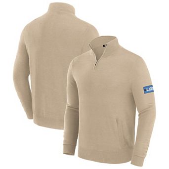 Men's J. Palmer Cream Detroit Lions Franchise Quarter-Zip Sweater