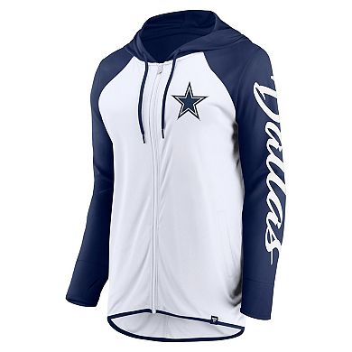 Women's Fanatics White/Navy Dallas Cowboys Script Full-Zip Hoodie