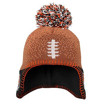 Preschool Brown Cincinnati Bengals Football Head Knit Hat with Pom