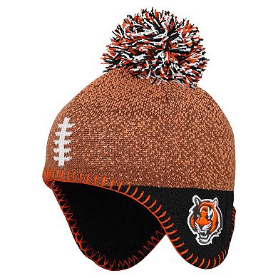 Preschool Brown Cincinnati Bengals Football Head Knit Hat with Pom