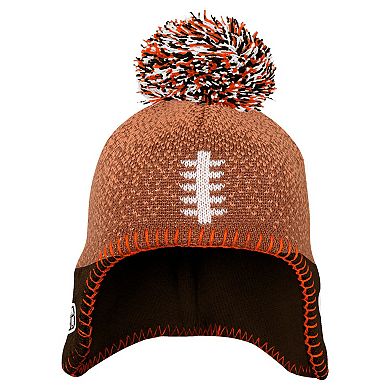 Preschool Brown Cleveland Browns Football Head Knit Hat with Pom