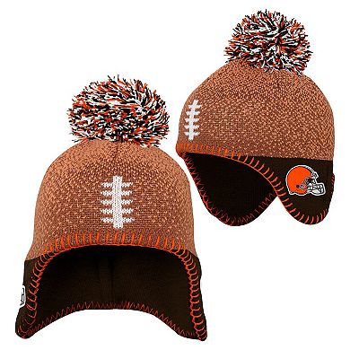 Preschool Brown Cleveland Browns Football Head Knit Hat with Pom