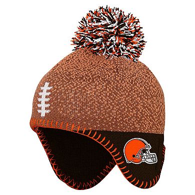 Preschool Brown Cleveland Browns Football Head Knit Hat with Pom