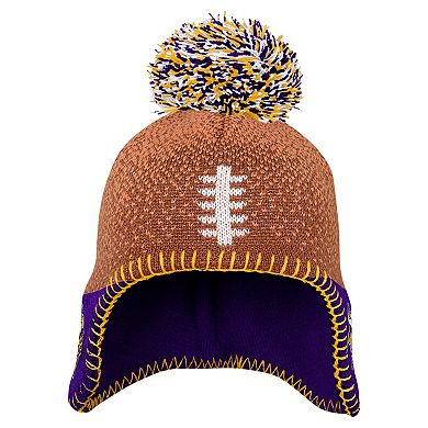 Infant Brown Minnesota Vikings Football Head Knit Hat with Pom