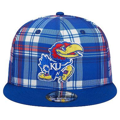 Men's New Era Royal Kansas Jayhawks Plaid 9FIFTY Snapback Hat