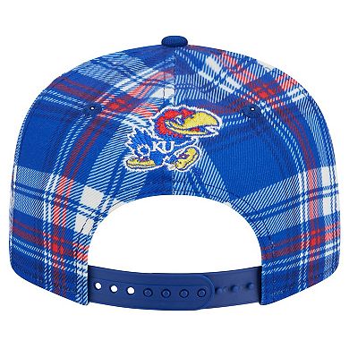 Men's New Era Royal Kansas Jayhawks Plaid 9FIFTY Snapback Hat