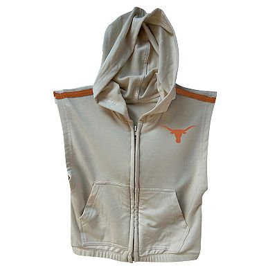 Girls Toddler Wes & Willy Tan Texas Longhorns Tri-Blend Sleeveless Full-Zip Hoodie & Tiered Skirt Set