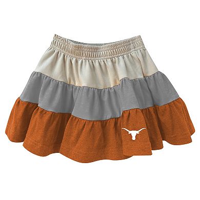 Girls Toddler Wes & Willy Tan Texas Longhorns Tri-Blend Sleeveless Full-Zip Hoodie & Tiered Skirt Set
