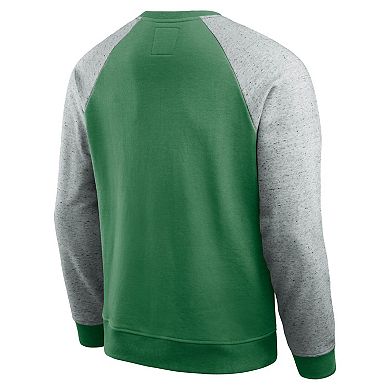 Men's Darius Rucker Collection by Fanatics Kelly Green/Heather Gray New York Jets Throwback Color Block Raglan Pullover Sweatshirt