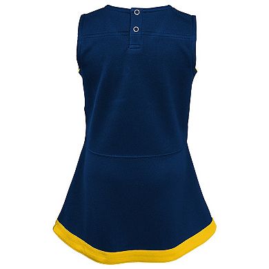 Girls Preschool Navy Michigan Wolverines Two-Piece Cheer Captain Jumper Dress & Bloomers Set