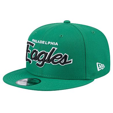 Men's New Era Kelly Green Philadelphia Eagles Main Script 9FIFTY Snapback Hat