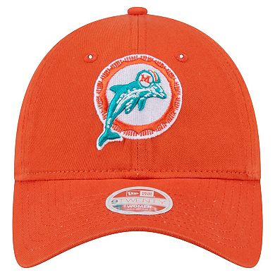 Women's New Era Orange Miami Dolphins Throwback Main Core Classic 2.0 9TWENTY Adjustable Hat