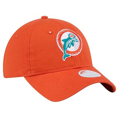 Women's New Era Orange Miami Dolphins Throwback Main Core Classic 2.0 9TWENTY Adjustable Hat
