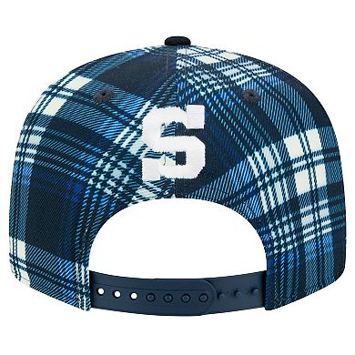 Men's New Era Navy Penn State Nittany Lions Plaid 9FIFTY Snapback Hat