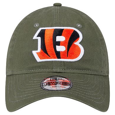 Youth New Era Olive Cincinnati Bengals Main 9TWENTY Adjustable Hat