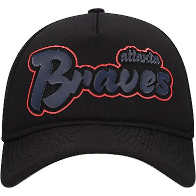 Men's New Era Black Atlanta Braves Retro Bold A-Frame Trucker 9FORTY Adjustable Hat