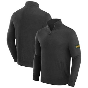 Men's J. Palmer Black Green Bay Packers Franchise Quarter-Zip Sweater
