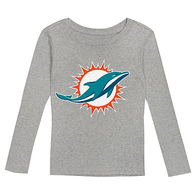 Preschool Heather Gray Miami Dolphins Long Sleeve T-Shirt and Pants Sleep Set