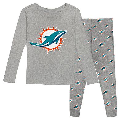 Preschool Heather Gray Miami Dolphins Long Sleeve T-Shirt and Pants Sleep Set