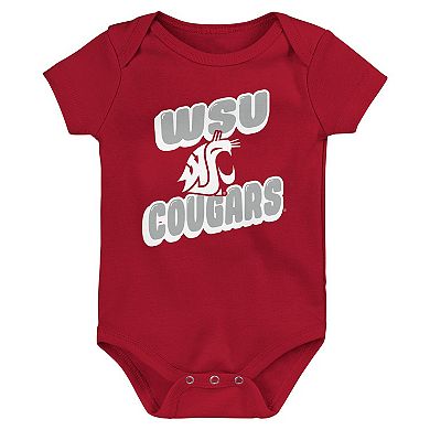 Newborn Crimson Washington State Cougars Sunday Comics 3-Pack Bodysuit Set