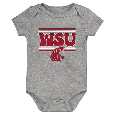Newborn Crimson Washington State Cougars Sunday Comics 3-Pack Bodysuit Set